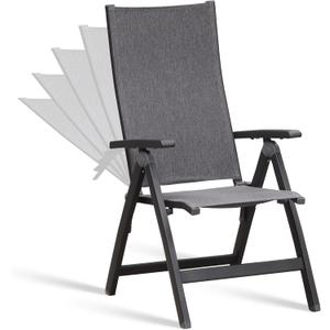 Folding Chair, Indoor & Outdoor Balcony, Patio Porch, Garden Lawn, Pool, for Comfortable Black Foldable Chairs, Portable Cozy Recliner, Metal Frame, Heavy Duty Durable (Charcoal)