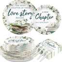 200 Pcs Bridal Shower Decoration Wedding Shower Decorations Book Themed Bridal Shower Plates and Napkins Tableware Set for Girls Engagement Party Decorations Wedding Supplies Serves 24