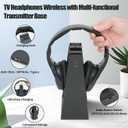 Wireless TV Headphones with Charging Transmitter Base, 2.4G Wireless Headphones for TV Watching, Large Buttons Clear Voice and Sound Boost for Seniors, Plug & Play Lightweight Comfort TV Headset