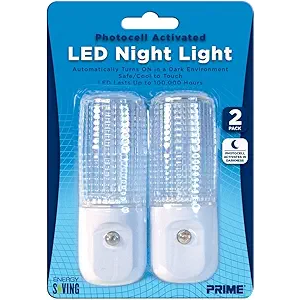 Prime Wire & Cable NLAE332P Automatic Night Light White LED, 2-Pack and Lamp