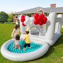 White Bounce House, Bounce House for Kids 3-6 with Ball Pit Pool, Toddler Mini Bounce House, Indoor Outdoor Inflatable Bounce House for Kids and Adults (Without Blower)