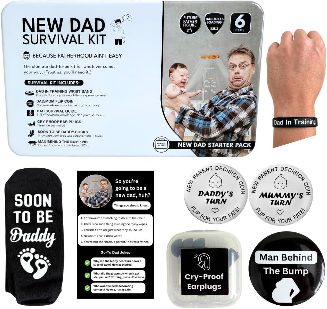 Funny New Dad Gift for First Time Parents | Unique Pregnancy Present for Expecting Fathers to Be | Best New Father Present for Gender Reveal or Baby Shower | Includes Socks, Decision Coin & More