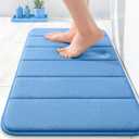 OLANLY Memory Foam Bath Mat 24x16, Super Soft Absorbent Bathroom Rugs, Quick Dry, Machine Washable Shower Floor Rugs, Bathmat Carpet, Bathroom Home Decor Accessories, Cornflower Blue