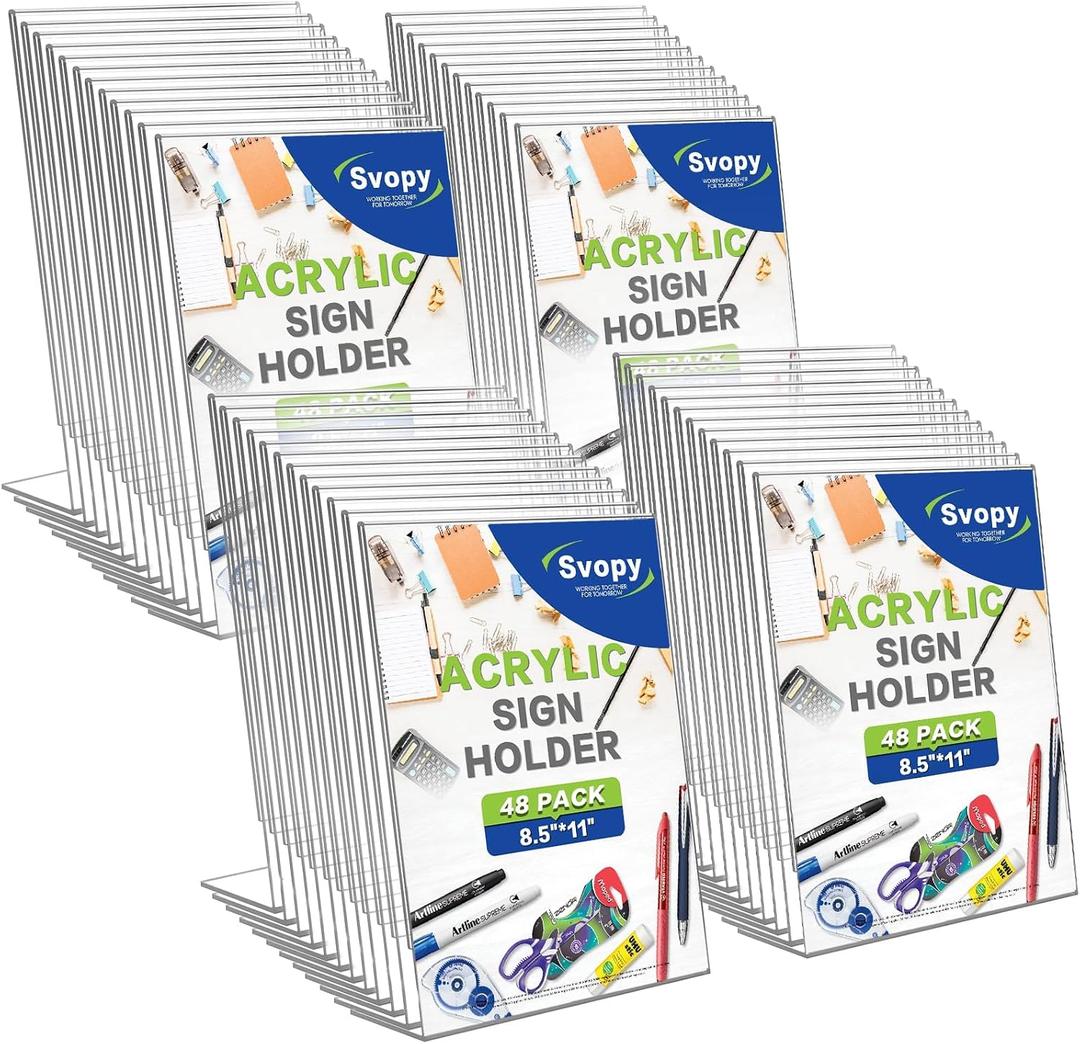 8.5x11 Acrylic Sign Stand Holders, Clear Plastic Table Paper Display Stands