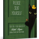 Funny Cat Bathroom Wall Art Print - Vintage Green Bathroom Wall Decor - Funny Cute Cat Artwork for Washroom Toilet 8x10 Canvas Framed - Text Me, 2-Pack