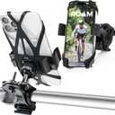 Roam Universal Cell Phone Holder Net Mount - Adjustable Up to 3.6" W x 7" L - 360 Rotation - Hands Free Navigation System for Motorcycle eBike Dirt Road Cruiser Scooter - Jet Black