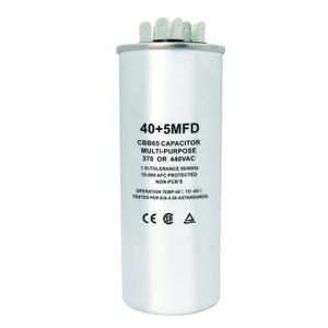 CBB65 Dual Run Circular Start Capacitor, 40+5 uF 40/5 MFD 5% 370V/440VAC Combination Capacitor for Compressor AC Motor Run Fan Start Condenser Straight Cool/Heat