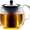 Bodum 1801-16 ASSAM Tea Press, Permanent Filter, Glass Handle, 1.0 L/34 oz) - Black/transparent