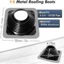 #6 Epdm Metal Roof Vent Boot, Flexible Roofing Boots Fits Pipe Od 4 3/4'' to 10'', Metal Roof Jacks Flashing for Houses Includ Roofing Screws & Hex, Black/ 1 Pcs