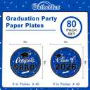 Graduation Party Dinnerware Blue Disposable Paper Plates for Congrats Grad Party Decorations, Serve 80