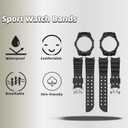 Silicone Bands with Protective Case for Samsung Galaxy Watch 6 40mm/44mm - Waterproof Adjustable Breathable Strap for Men Women