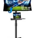 Mobile TV Stand for 23-60 Inch LCD LED OLED Flat Panel Curved Screen TVs up to 88 lbs, Tilt and Height Adjustable, Locking Rolling Wheels TV Cart with Shelf, Max VESA 400x400mm, Black