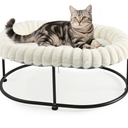 Sunhoo Elevated Cat Bed for Indoor Cats Raised Kitten Hammock Large High Puppy Cot Off Floor SelfSupporting Small Pet Chair with Metal Frame Washable Cushion Easy Assembly 23 * 17 * 8.3 in (White)