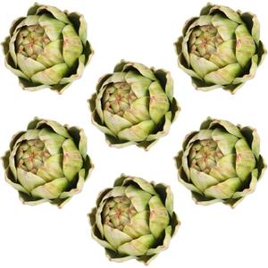 Timgle 6 Pcs Green Artificial Artichokes Fake Vegetables and Fruits for Summer Kitchen Wedding Bowl and Vase Decorations (Large)