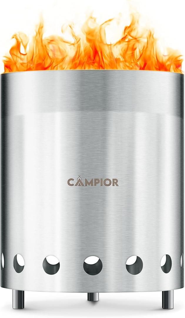 Wood Burning Fire Pit Stove - Smokeless Outdoor Stove for Efficient Wood Fires, Camping, Cooking, and Garden Gatherings, Durable, Stainless Steel with Removable Ash Pan, Stand and Carry Bag (6 Inch)