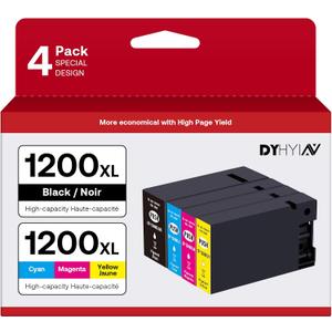 1200XL Compatible Ink cartridges Replacement for Canon Maxify 1200 ink Use With PGI-1200 MB2720 MB2320 MB2020 MB2120 MB2350 Printer (Black, Cyan, Magenta, Yellow, 4 Pack)