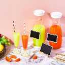 Didaey 74 Pcs Mimosa Bar Supplies 34 oz Plastic Carafe with Lids Drink Juice Carafe with Champagne Flutes Plastic Water Pitcher for Mimosa Bar with Wooden Chalkboard Tags Straws(Gold)