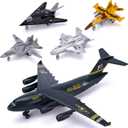 5 Pack Army Navy Airplane Toys Set with Light & Sounds, Military Fighter Jet Die Cast Plane Metal Aircraft Toy, Pull Back Aircraft Gift for Kids Toddlers Boys Girls Ages 3+