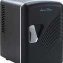 Iceblue Mini Fridge, Retro 4 Liter /6 Cans Mini Skincare Fridge, AC Plug & 12V Car Charger Mini Makeup Fridge, Compact & Portable 4A Cooling Tiny Fridge for Bedroom, Car, Office, Dorm, Gift (Black)