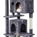 Yaheetech XL Cat Tree, 80in Multi-Level Tower With Scratching Posts, Double Caves, Perched Platforms and Dangling Balls, Stand House for Kittens Pet, Dark Gray