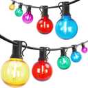 Afirst Colored Outdoor String Lights 25FT with 27 LED Bulbs Waterproof Multicolor Patio Lights for Christmas Party