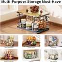 Pantry Organizers and Storage - Stackable Wire Basket with Lightweight PP Mat & Bamboo Top for Fruits Vegetables,Fruit Holder for Kitchen Countertop,Black