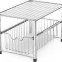DecoBrothers Stackable Under Sink Organizer with Sliding Basket, Chrome