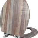 Angol Shiold Round Toilet Seat Molded Wood Toilet Seat with Quietly Close and Quick Release Hinges, Easy to Install also Easy to Clean (Round, Board) (Round-16.5)