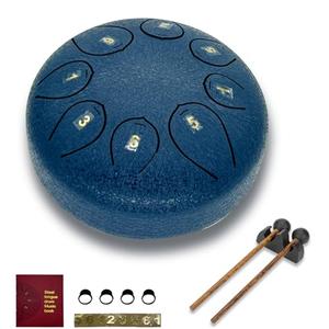 Steel Tongue Drum 6 Inch 8 Notes,C-Key Steel Hand Drum Instruments Set for Kids Adults,Navy Blue