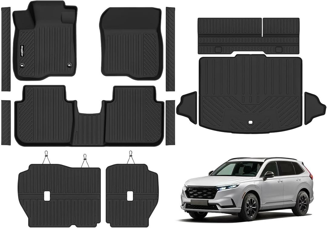 Floor Mats for Honda CRV Gas 2023-2026(Not for Hybrid) | (Fit Cargo Floor in Lower Position) Trunk Mat & Backrest Mats & Door Sill Guard All Weather TPE Accessories Floor Liners