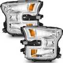 WEELMOTO Headlights Assemblies for 2015 2016 2017 Ford F150 (NOT FOR factory LED or HID headlights), Headlight Assembly Compatible with 15-17 Ford F150 Pair