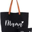 Lamyba New Mom Gifts, Mama Bag Tote with Makeup Bag, Cool Gifts for Mom to be/Expecting Mom/Pregnant Women,Mama-black