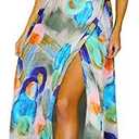 II ININ Women's 2025 Maxi Sundresses Summer Beach Long Wrap V-Neck Floral/Solid Casual Dress for Women Size M