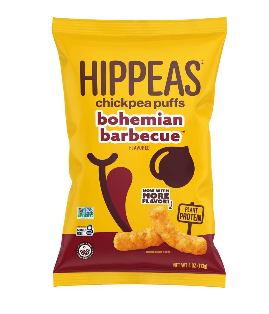 Hippeas Chickpea Puffs, Bohemian Barbecue (Pack of 6), 4 Ounce, 4g Protein, 3g Fiber, Vegan, Gluten-Free, Crunchy, Plant Protein Snacks (BBD 08/09/26)