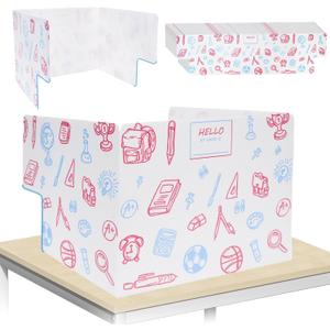 25-Pack Desk Dividers for Students with Privacy Shields, Ergonomic Arms Cutouts & Erasable Name Frames - Waterproof & Easy-to-Clean Test Dividers for Classroom, Exams, Office (White)