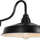 Solar Barn Light Outdoor, 16 Inch Dome Wall Light Solar Powered, Farmhouse Exterior Wall Sconce, Industrial Outside Lighting Fixture, Rustic Lantern for Garage, Barn, Shed, RZSR020W, 16"-1 Pack