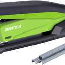 Bostitch Office InPower Spring-Powered Desktop Stapler, 20 Sheet Capacity, One Finger Stapling, Includes 210 Staples, Jam Free, Opens for Tacking, Green