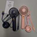 Warmco Mini Portable Fan 2-Pack - 3 Speed Rechargeable Handheld & Desk Fan with Base, Compact Cooling for Travel, Makeup, Summer Gift (Blue & Pink)