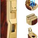Torch Lighter, 4 Jet Flame Lighter Refillable Butane Windproof Lighter Gift for Men Women (Mahogany, Without Gas)