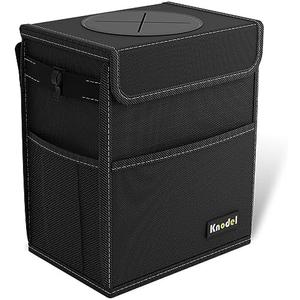 K KNODEL 2 Gallon Black Leak-Proof Waterproof Car Trash Can with Lid
