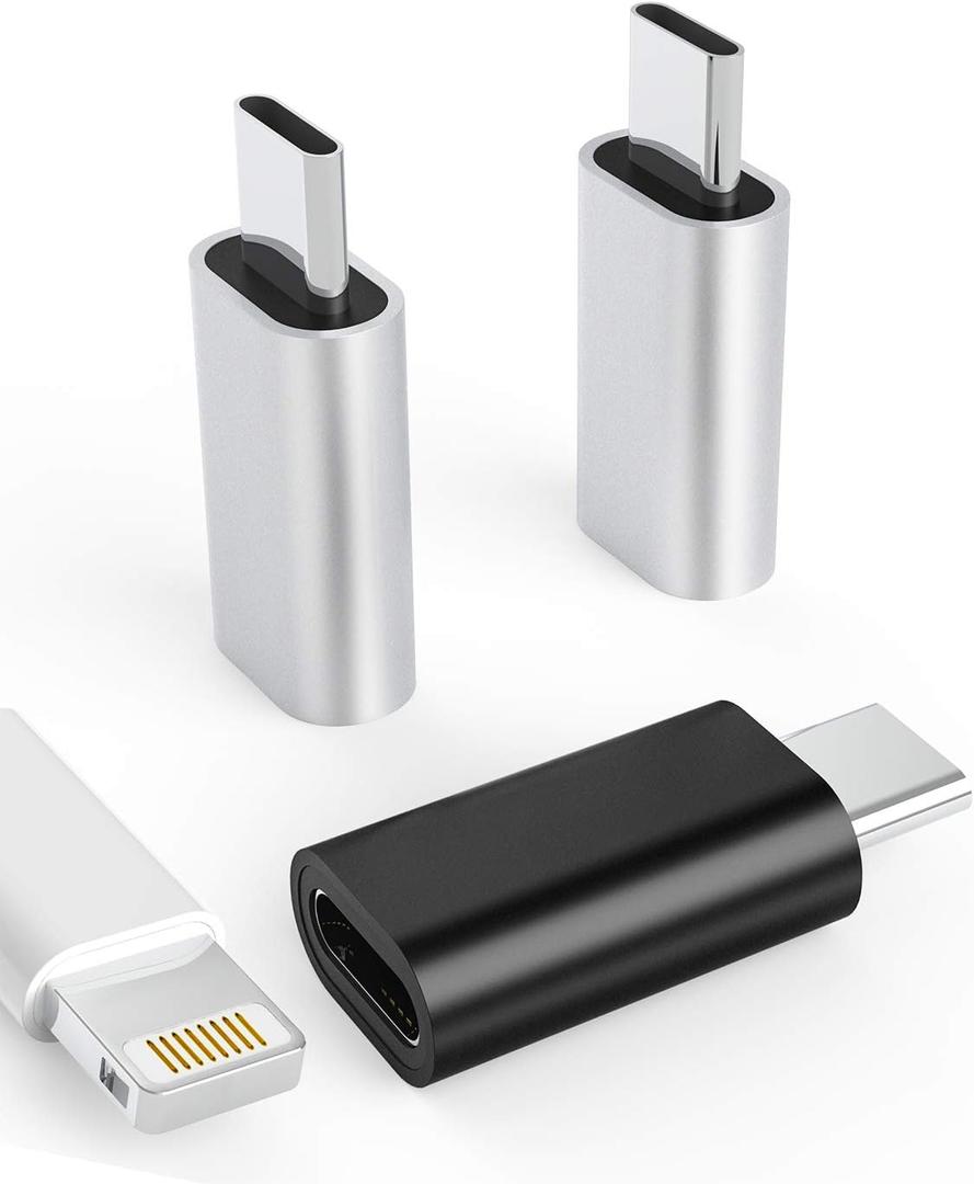 3Pack Lightning Female to USB-C Male Adapter, Type Charging for iPhone 11, iPad Pro, Samsung Galaxy S20, Note 10, LG V50, HTC U12, Nexus 5X, 6P, Pixel 4 - Universal Compatibility
