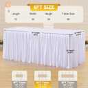 White Tablecloth Rectangle Tables 6FT, Polyester Wrinkle Free Stretch Table Cloth 6ft Pleated Ruffle Fitted Table Cover with Skirt for Weddings Birthday Banquet Baby Shower (72" x 30" (Rectangular))