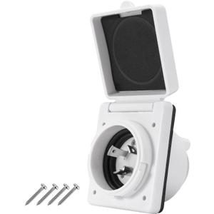 30 AMP Twist Lock RV Power Inlet 125V/120V,RV Shore Power Inlet with 3 Stainless Steel Pins and Screws,NEMA L5-30P,ETL Listed (White)