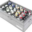 Shoe Organizer for Closet, Fits 24 Pairs, Large Shoe Box Storage Containers, Clear Foldable Shoe Storage Bins w/Bottom Support, Space Saving Closet Shoes Holder w/Reinforced Handles, Gray 