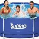 Metal Pro 8ft X 30in Round Pool Durable Steel Frame Above Ground Pool for Outdoor Backyard Swimming Pool Suitable Friends Family Adults Kids