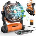Portable Fan Rechargeable, Cordless Battery Powered Fan with LED Lantern, Small Table Fan, USB Battery Operated Fans for Travel Bedroom Home Camping Tent Office Beach Desk Picnic Barbecue Fishing (Orange)