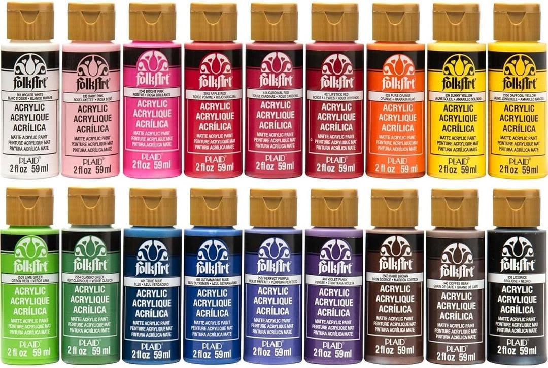 FolkArt Acrylic Paint Set (2-Ounce), PROMOFAI Colors I (18 Colors)