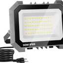 1 Pack LED Flood Lights Outdoor, 50W 5000LM Super Bright Floodlight Outside Work Light with 5.9FT Plug, IP65 Waterproof 6000K Outdoor LED Flood Light for Garage, Yard, Lawn, Garden