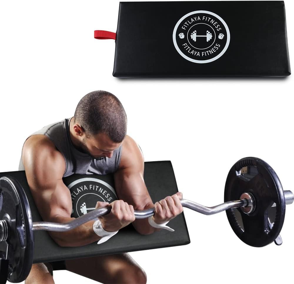Fitlaya Fitness Preacher Curl Pad Barbell & Dumbbell Bicep Curl Support Isolator Home Gym Equipment for Arms Bodybuilding - Black