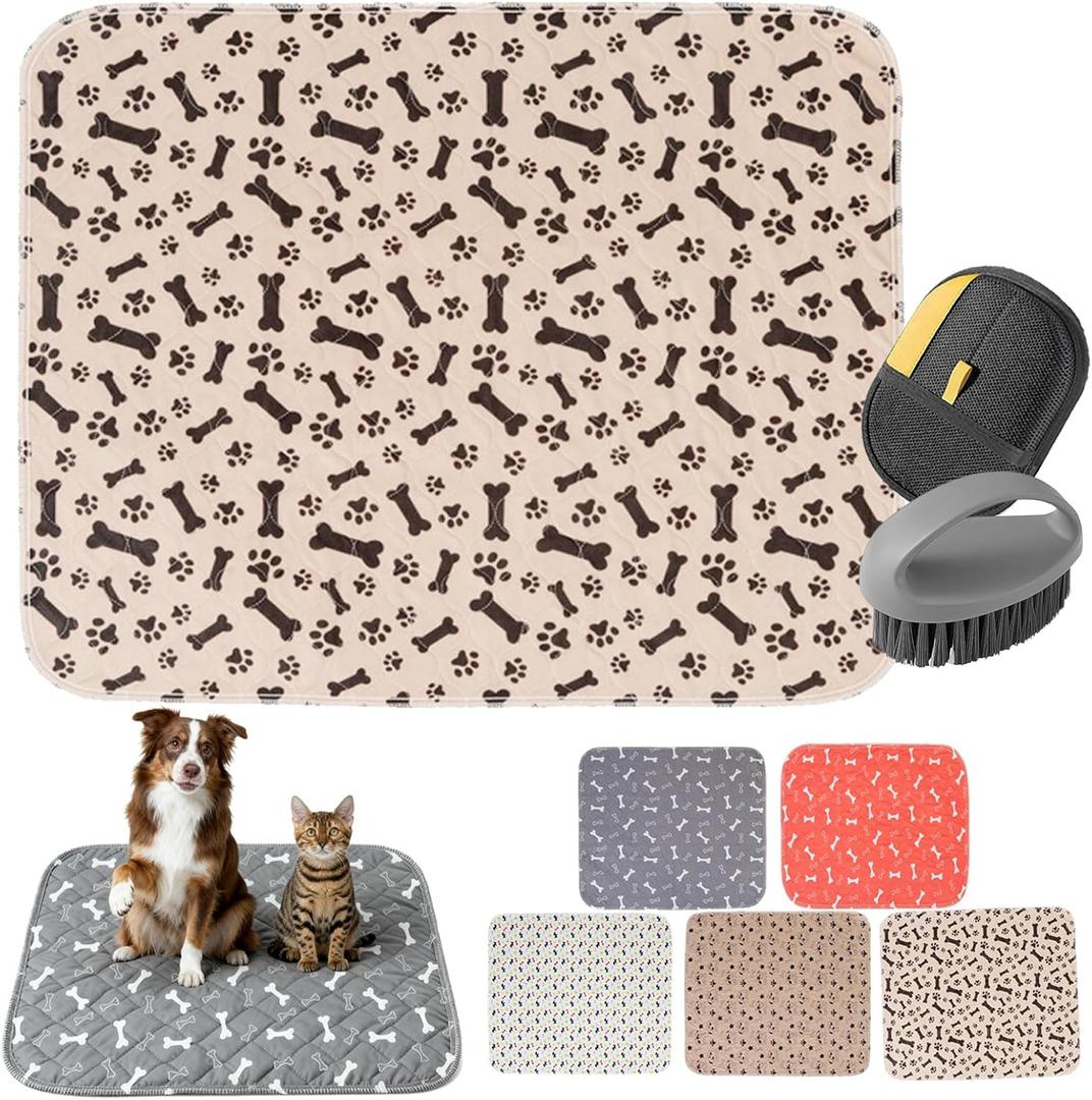 Puppy Pee Pads with Pheromones,Forever Pad,Washable Pee Pads for Dogs,Reusable Dog Pee Pads,Waterproof and LeakProof,NonSlip Base Training Pad Suitable for Home(Brown Puppies,M:31.5*27.6in)